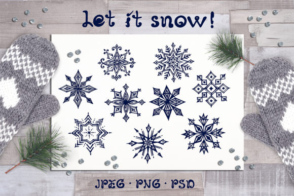9 Hand Drawn Christmas Snowflakes for Festive Branding