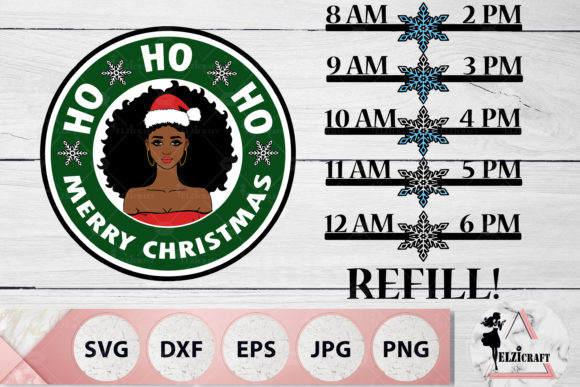 Christmas Afro Girl Water Bottle Tracker for Crafts