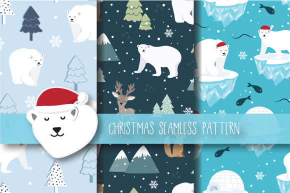 Christmas Seamless Pattern Polar Bear