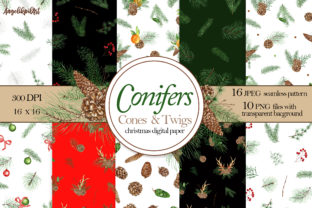 Conifers Watercolor Christmas Pattern