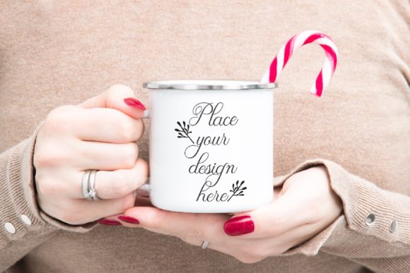 Enamel Mug Mockup Winter Christmas