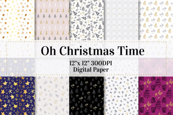 Oh Christmas Time Digital Paper Patterns