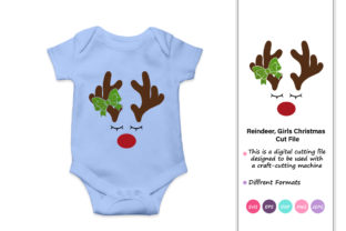 Reindeer Girls Christmas Red Nosed Crafts Graphic Design Asset