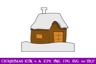 Wooden House with Snow Outline Christmas Icon